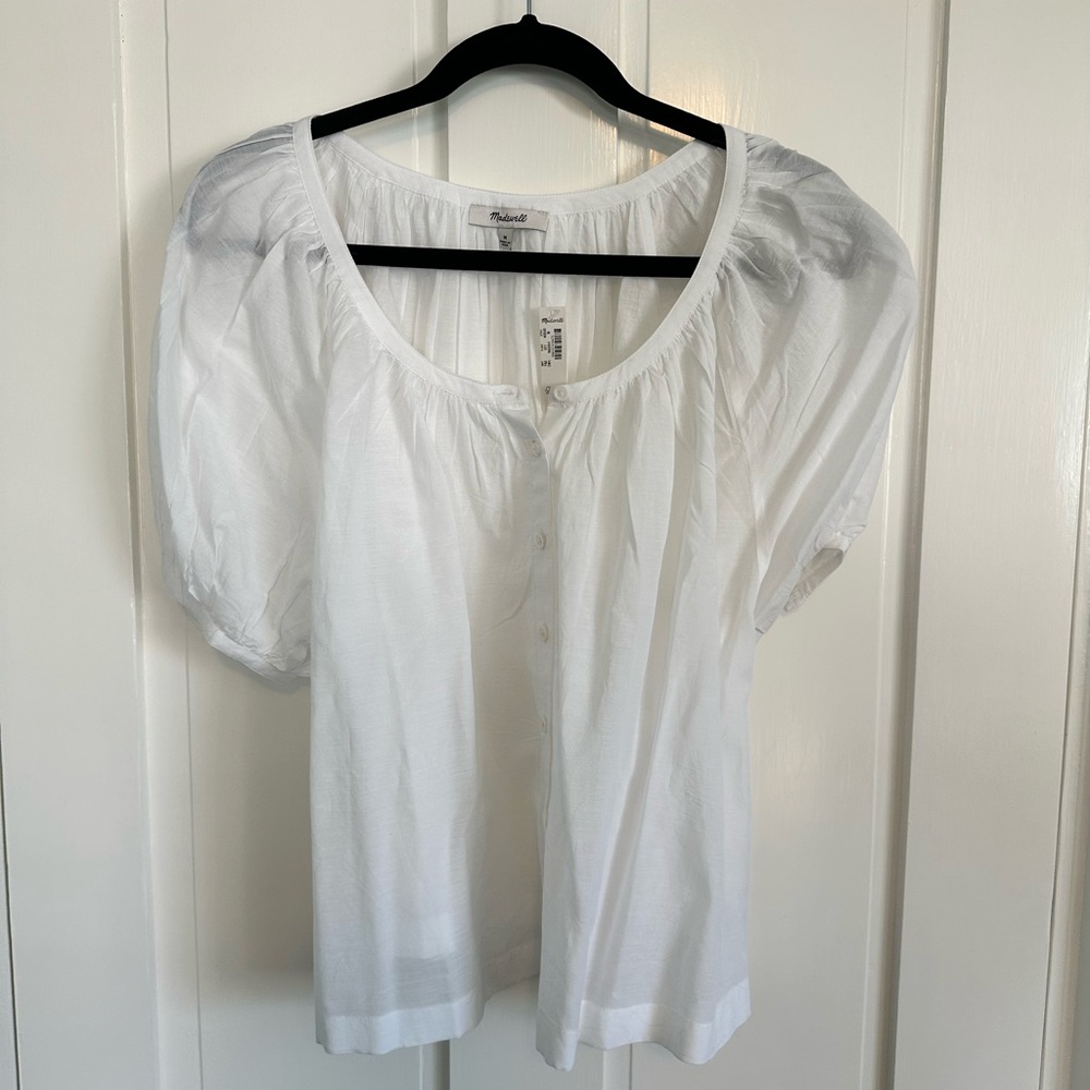 Madewell White Puff Sleeve Top